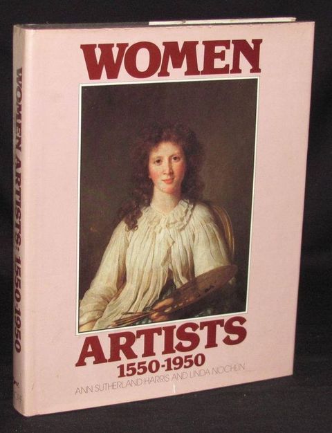 Cover of a book. Illustrated with a painting of a pale-skinned woman holding a paint palette and brushes, the title appears in red text against a pink background.